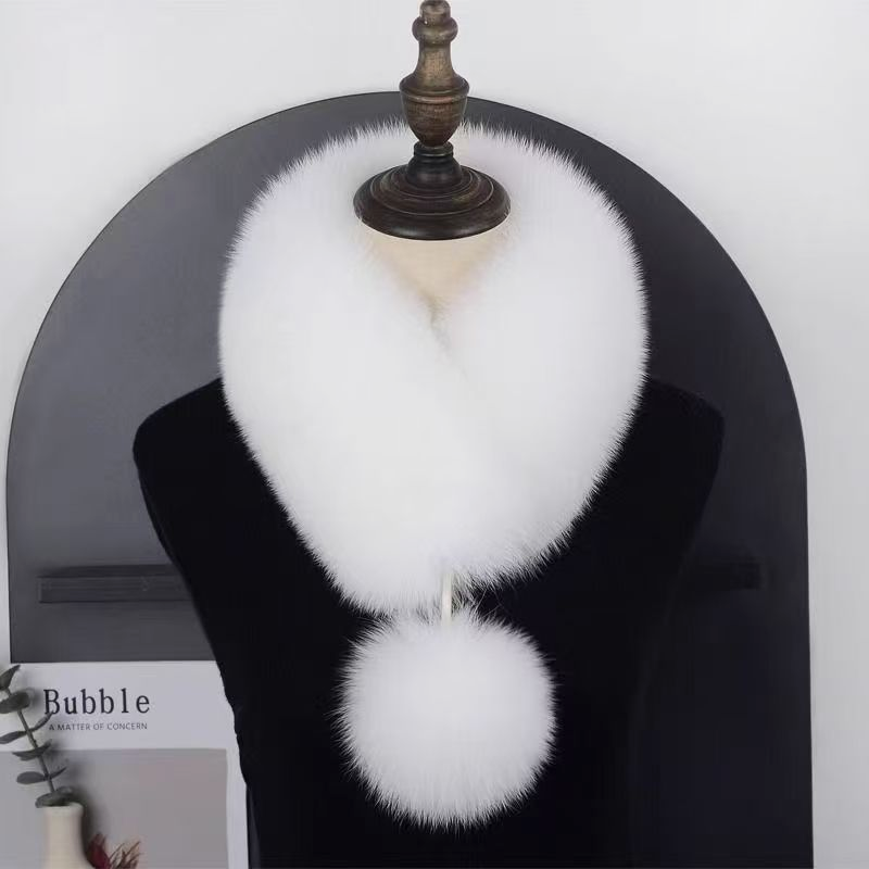 Neck Warmer Faux Fur Collar Scarf Magnetic Closure White color