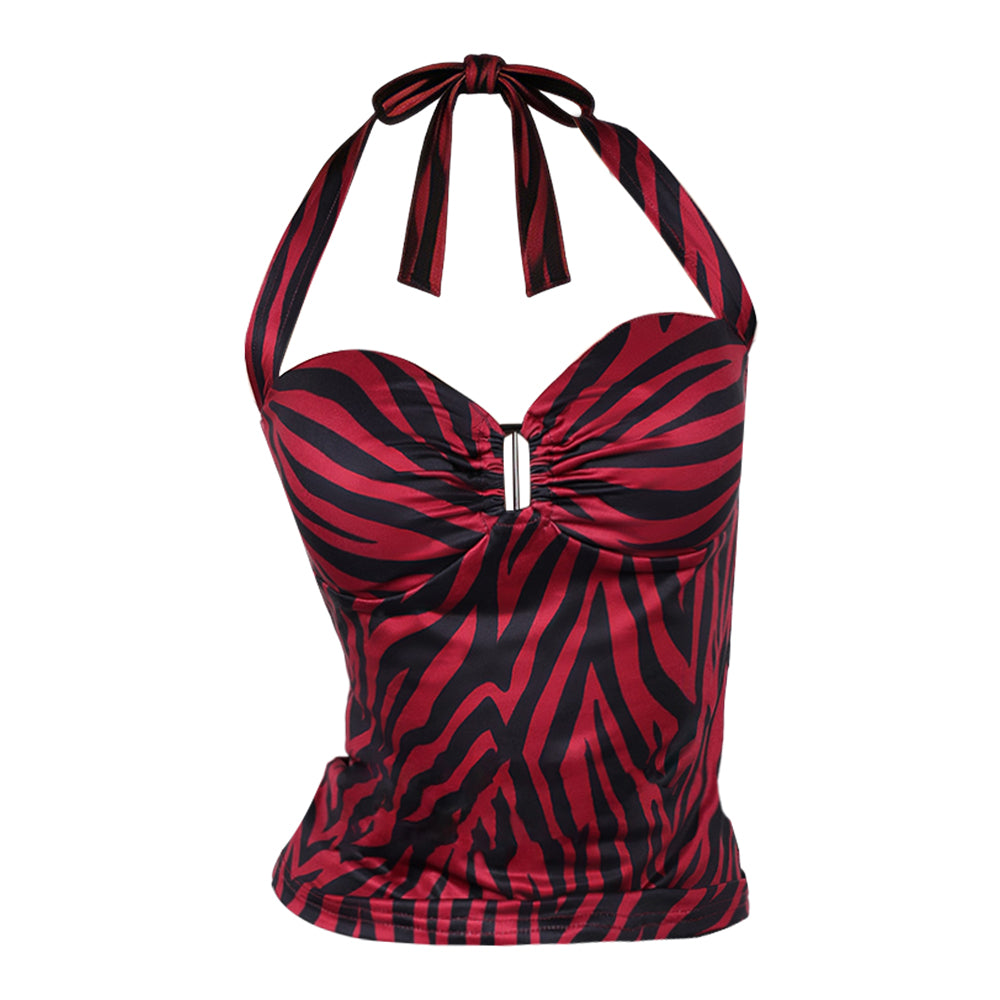 Red Zebra Halter Top Obsession Nikki Halloween Costume front view