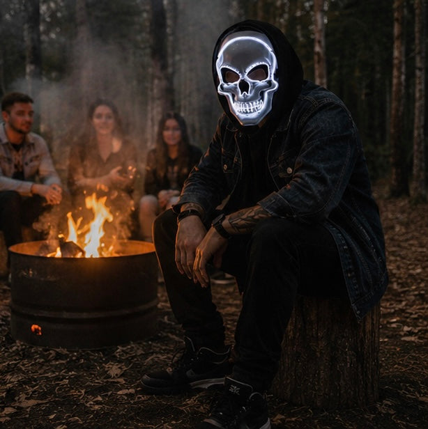 LED Skull Mask Light Up Halloween Face Mask in use