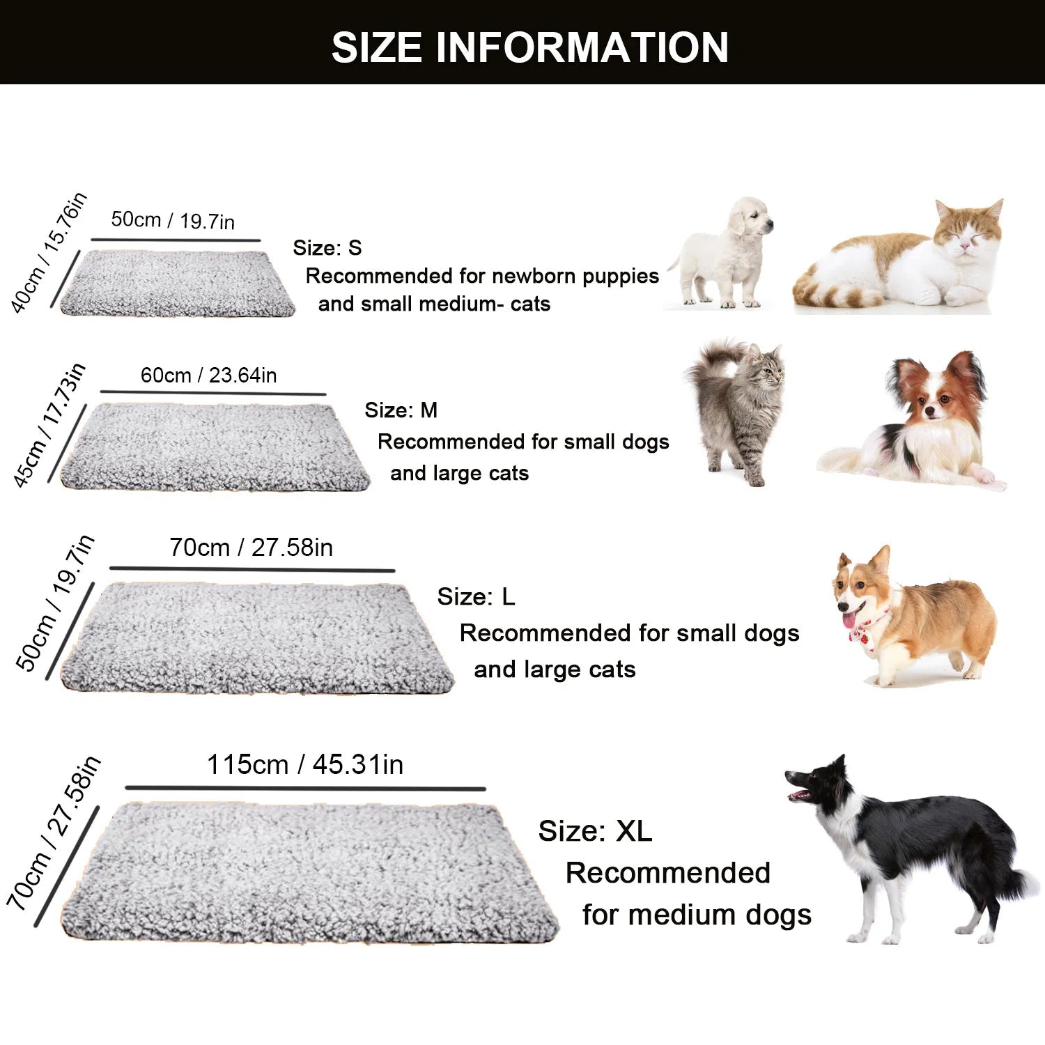 Dog Warming Pad Cat Heating Pad Self Heating Non Electric size and fit