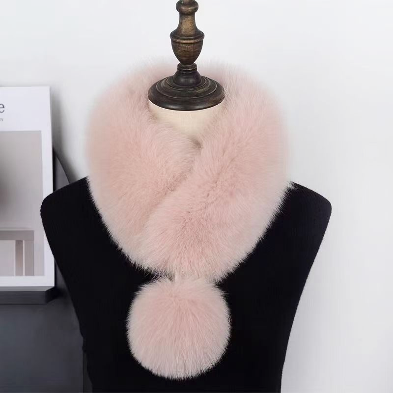 Neck Warmer Faux Fur Collar Scarf Magnetic Closure Pink color