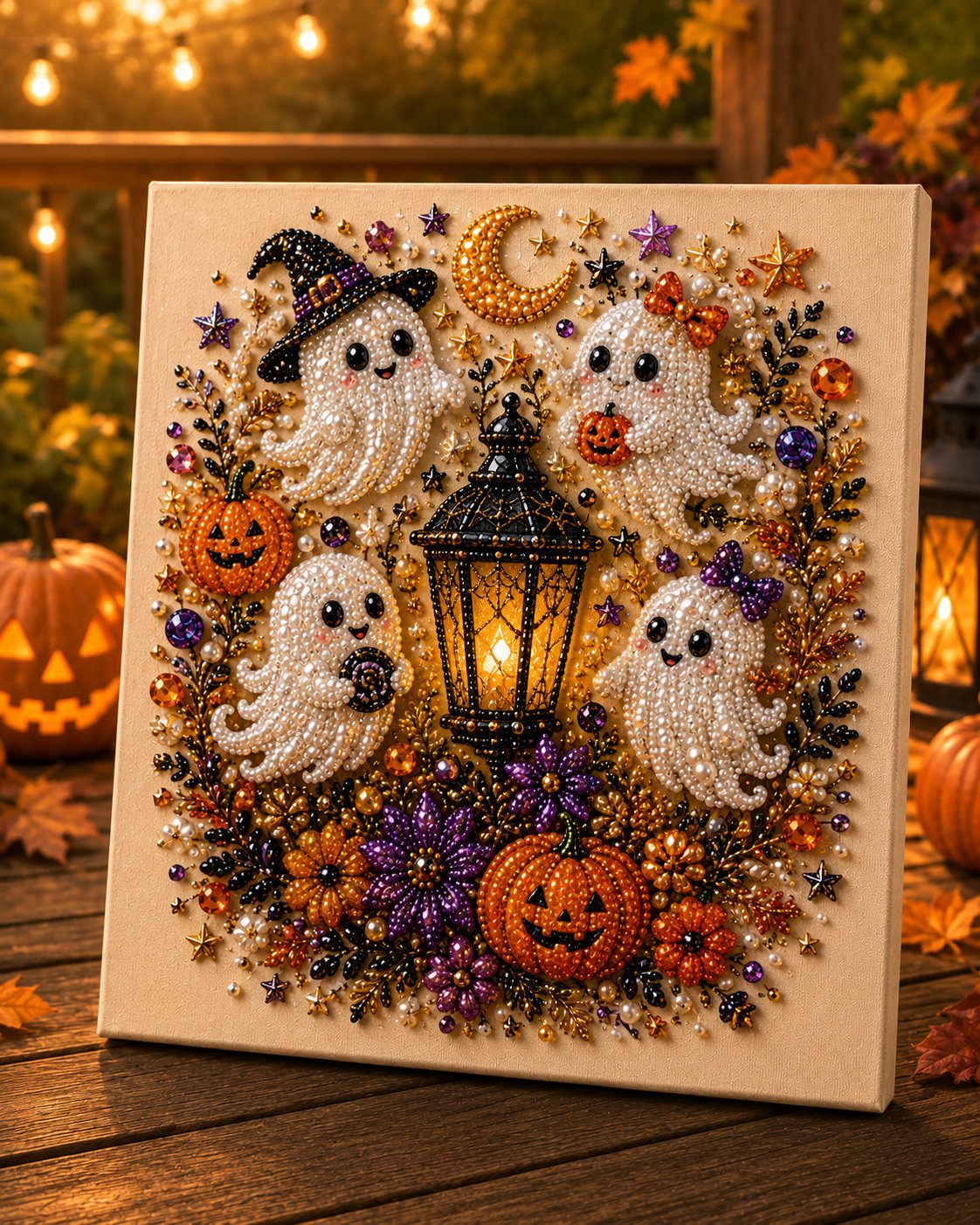 Halloween Pearl Art DIY Kit 5D Bead Craft Set Ghost Glow color