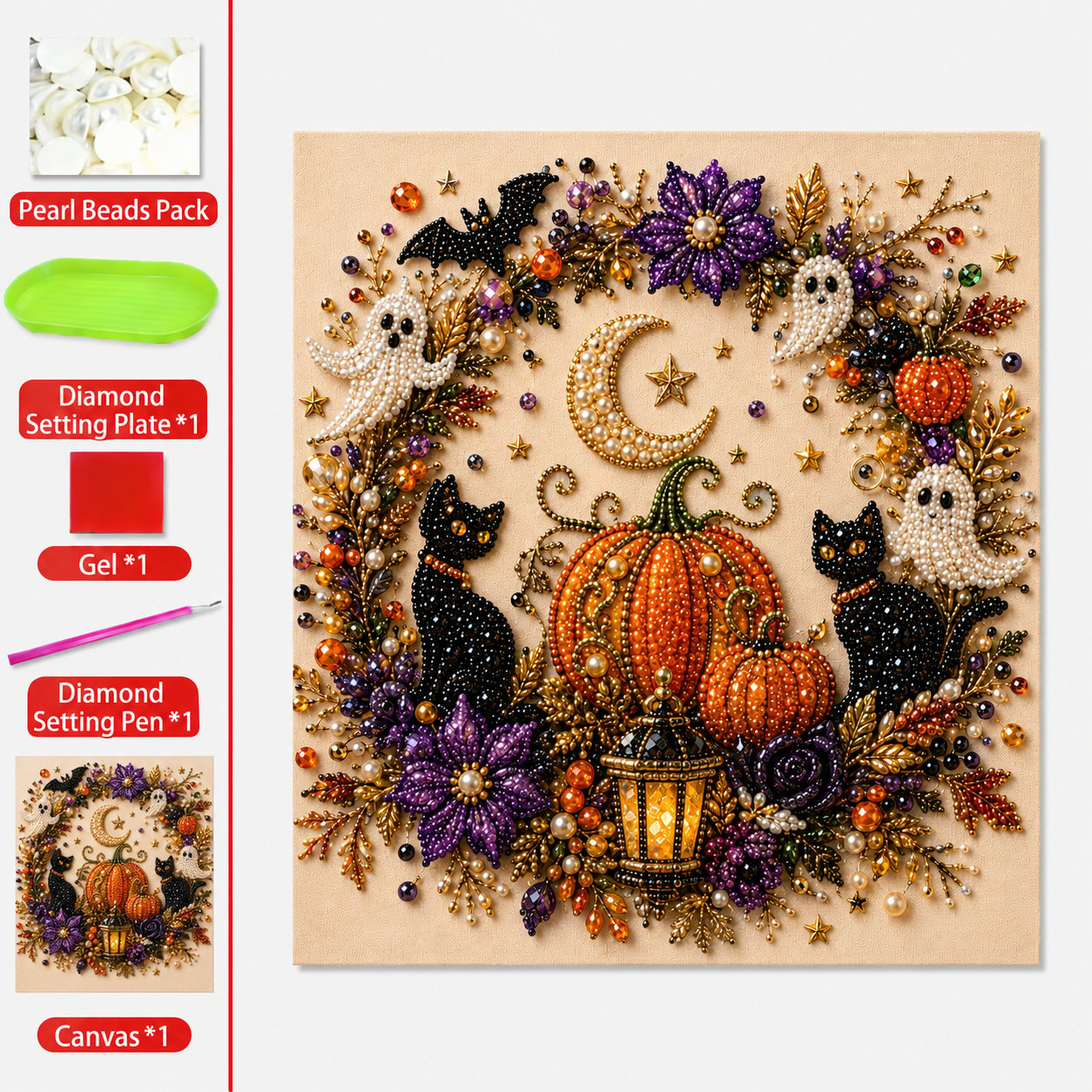 Halloween Pearl Art DIY Kit 5D Bead Craft Set feature overview