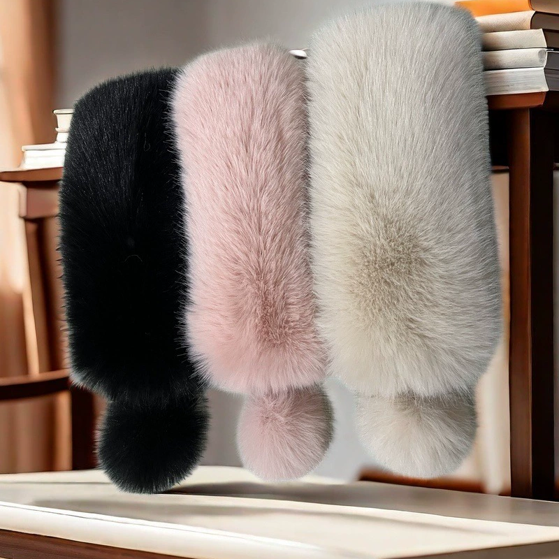 Neck Warmer Faux Fur Collar Scarf Magnetic Closure in use
