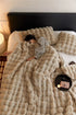 Throw Warm Blankets Faux Fur Plush Reversible Light Brown color