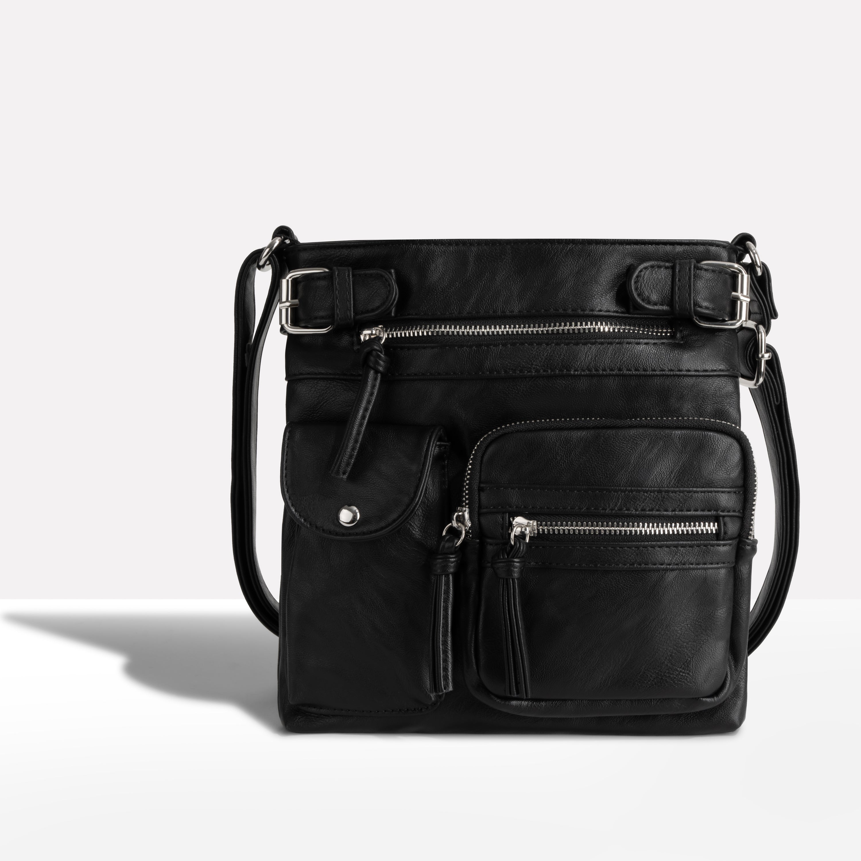 Black Shoulder Bag – Stylish & Functional – Multi-Pocket Design for Women 0