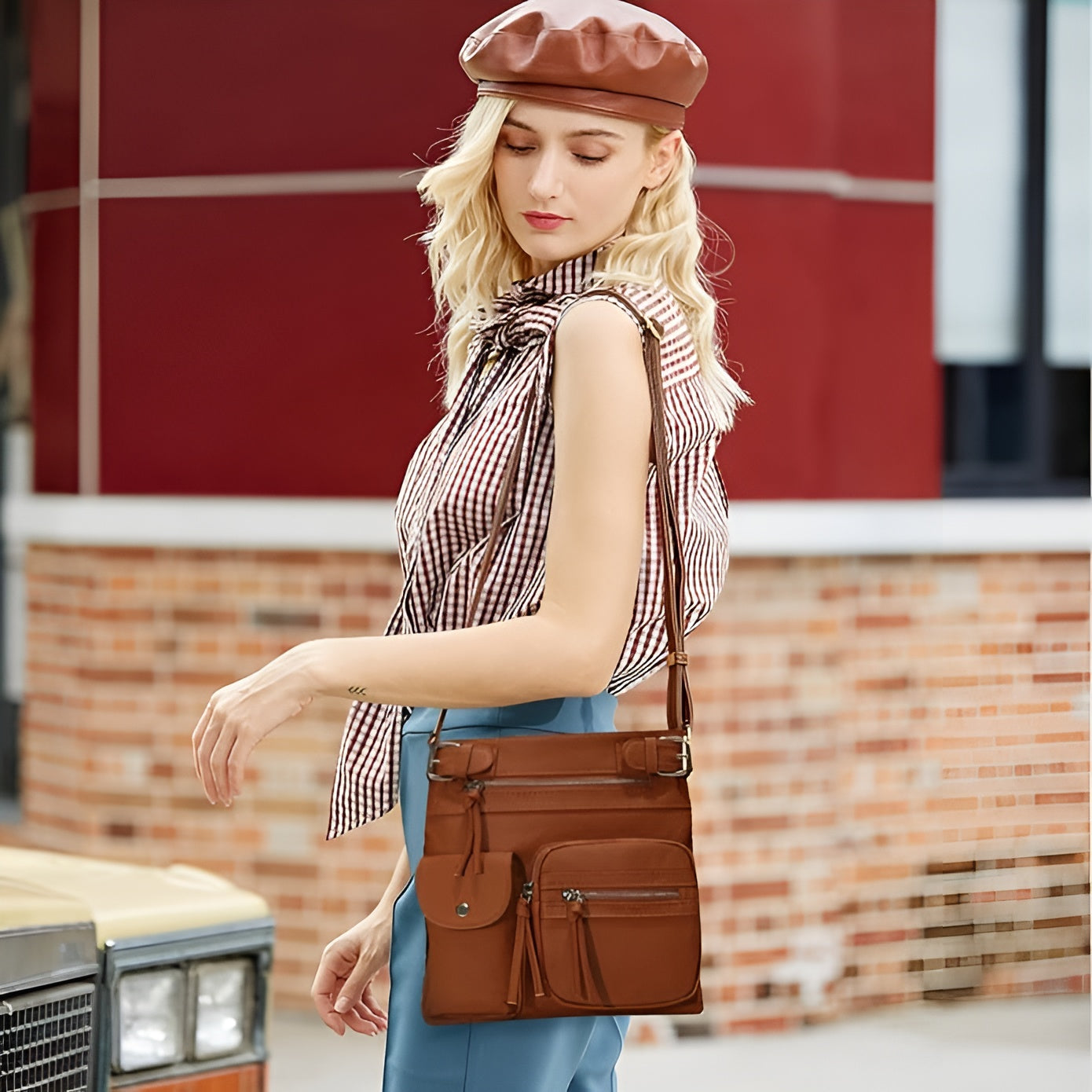 Black Shoulder Bag – Stylish & Functional – Multi-Pocket Design for Women 6