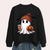 Womens Halloween Ghost and Pumpkin Print Sweatshirt lifestyle scene