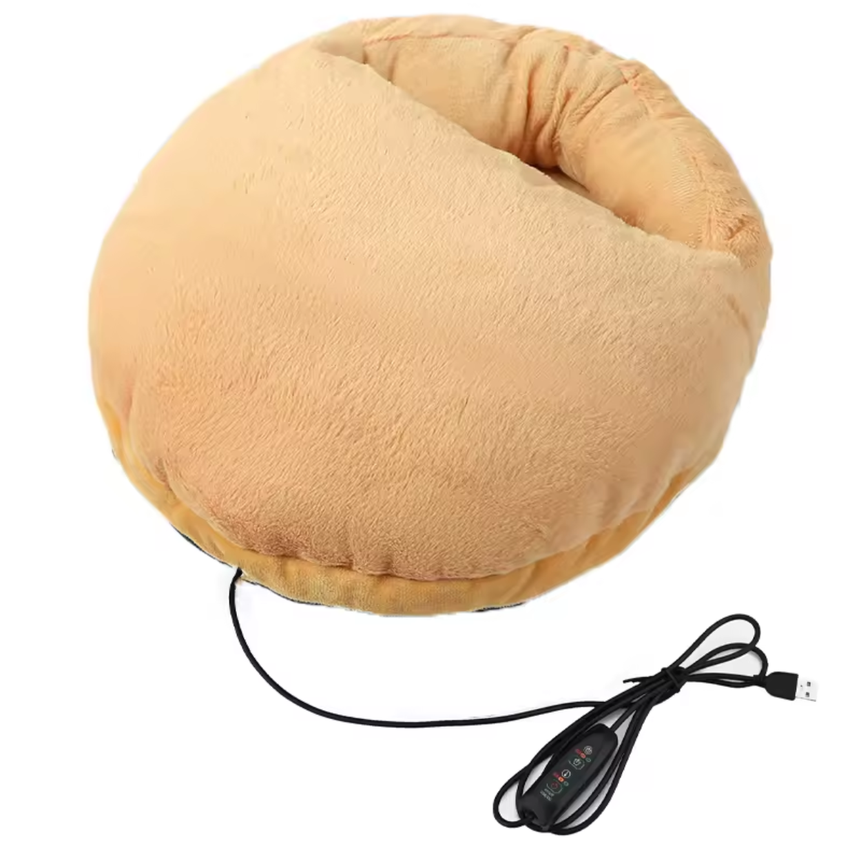 Electric Foot Warmer USB Heated Plush Cushion Camel color