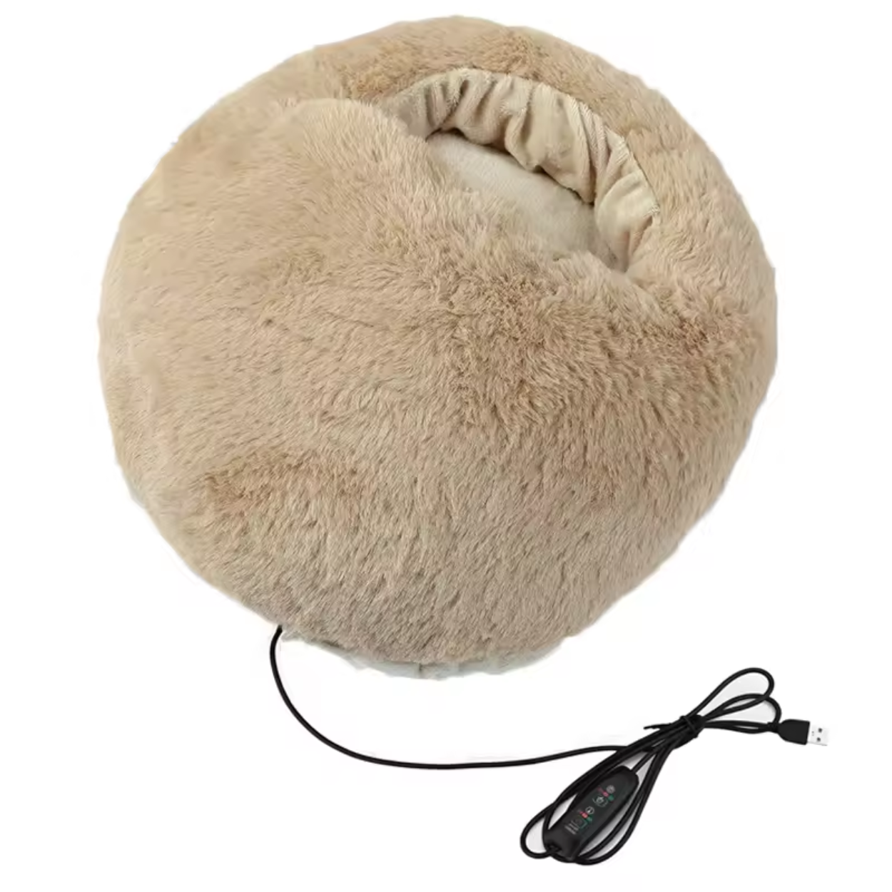 Electric Foot Warmer USB Heated Plush Cushion Beige color