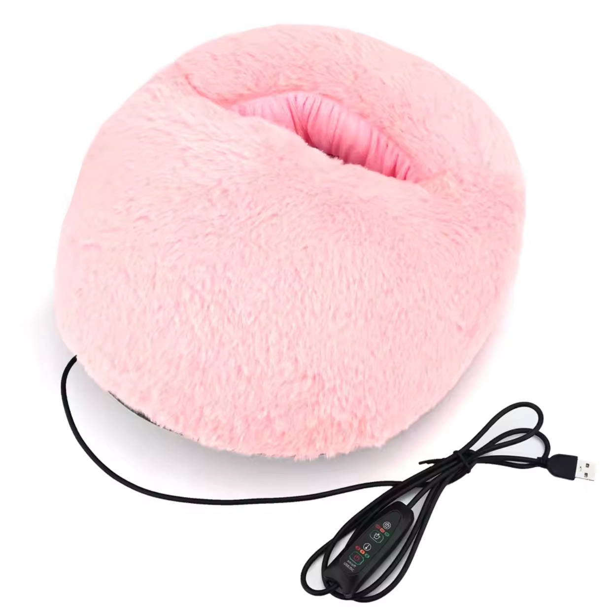 Electric Foot Warmer USB Heated Plush Cushion Pink color