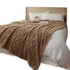 Warm fleece blankets double layer cable knit Coffee Brown color