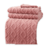 Warm fleece blankets double layer cable knit Pink color