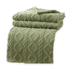 Warm fleece blankets double layer cable knit Green color