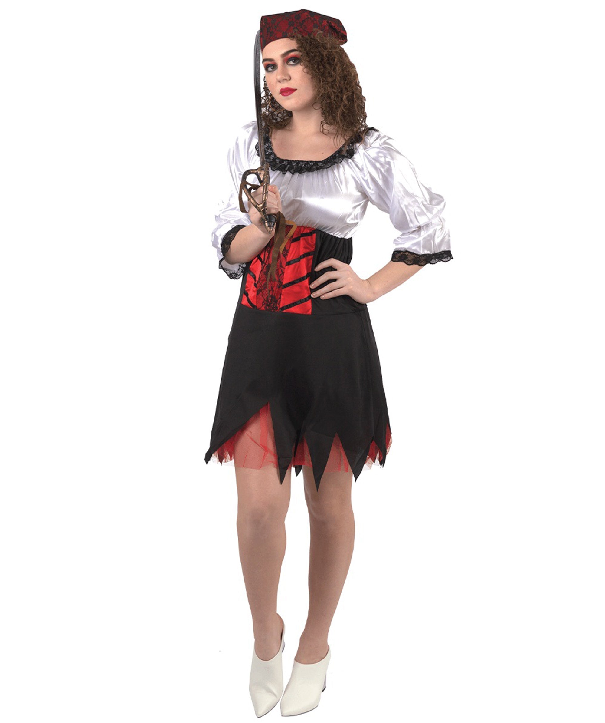 Womens Pirate Costume Dress with Headscarf and Corset lifestyle scene