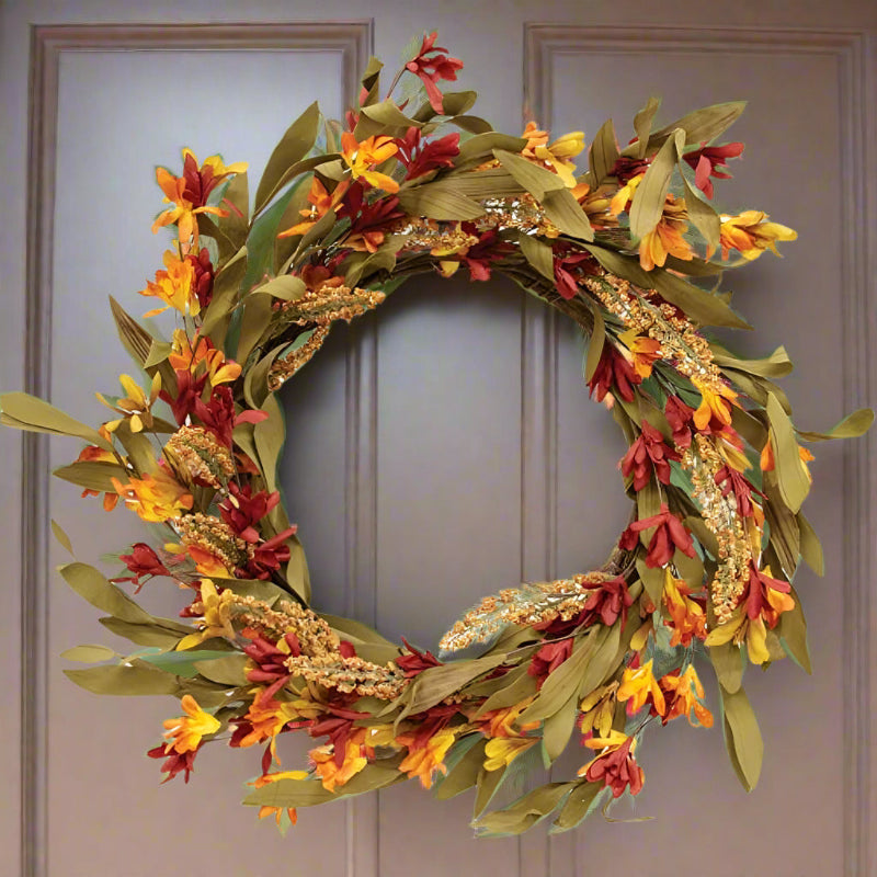 Fall Decoration for Porch Wreath Wildflower and Heather in use