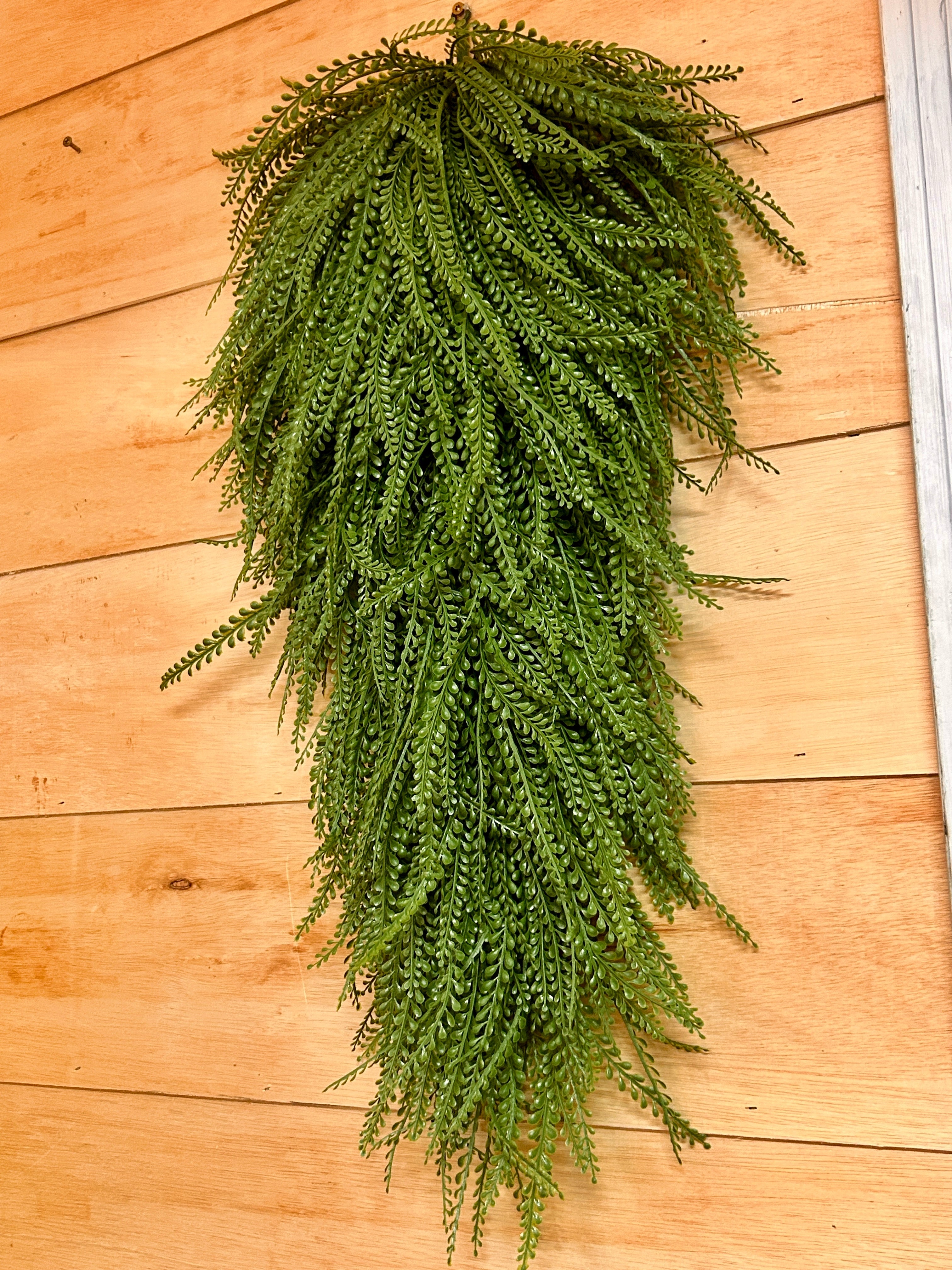 Fall Decoration for Porch 32 Inch Green Teardrop Swag in use