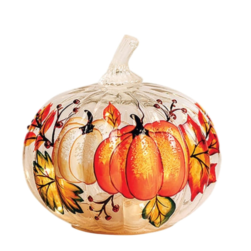 Lit Glass Pumpkin Fall Table Decor with Timer lifestyle scene