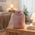 Hot Water Bottle 2 Liter Soft Plush Cover Pink Grey lifestyle scene
