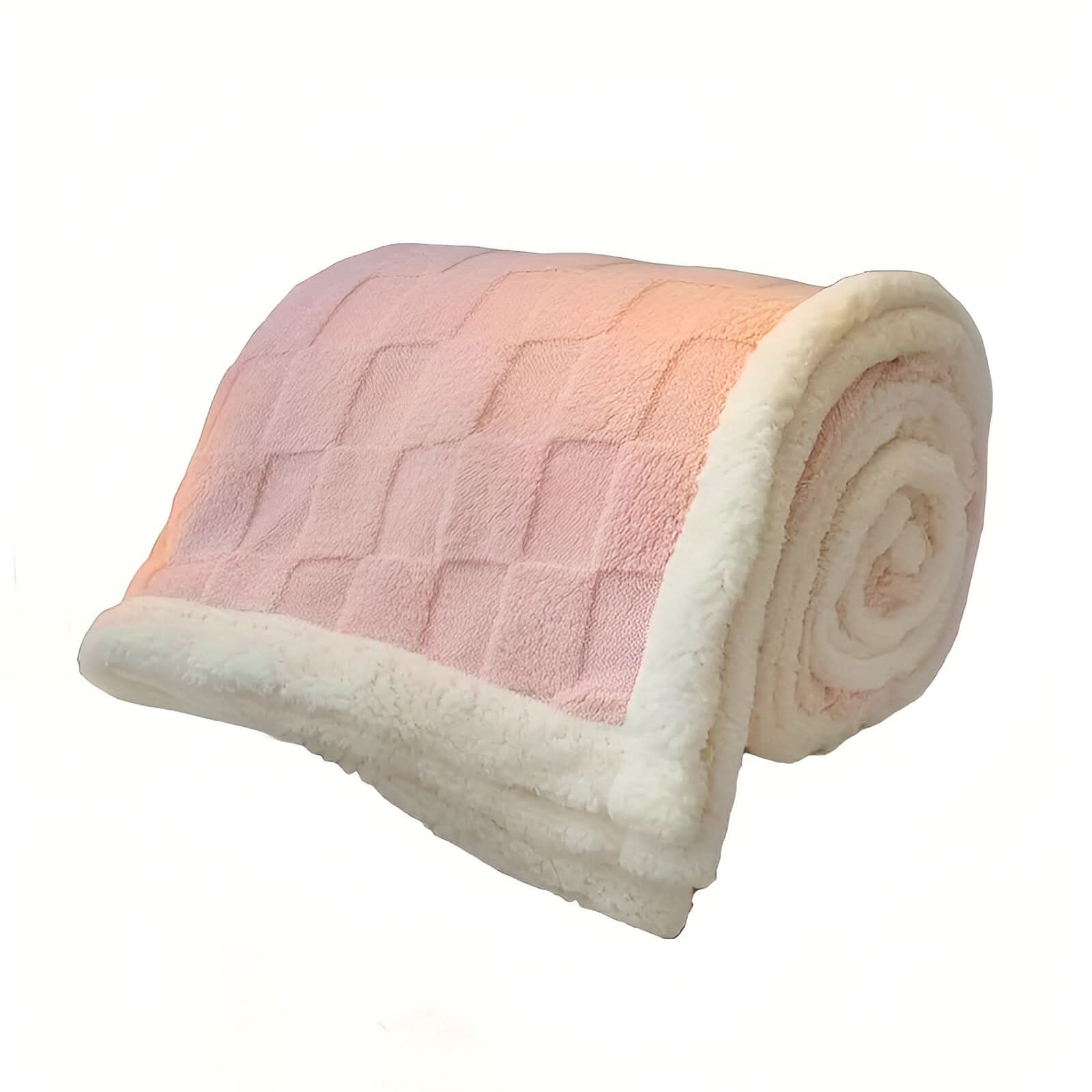 Warm Blankets Reversible Sherpa Fleece Throw Bean Paste Pink color