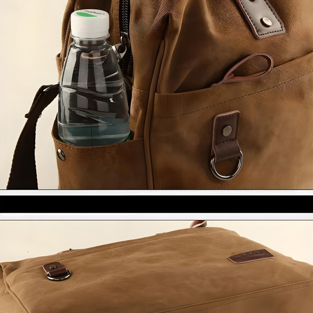 Men's Canvas Duffle Bag with Multiple Compartments and Adjustable Strap 10