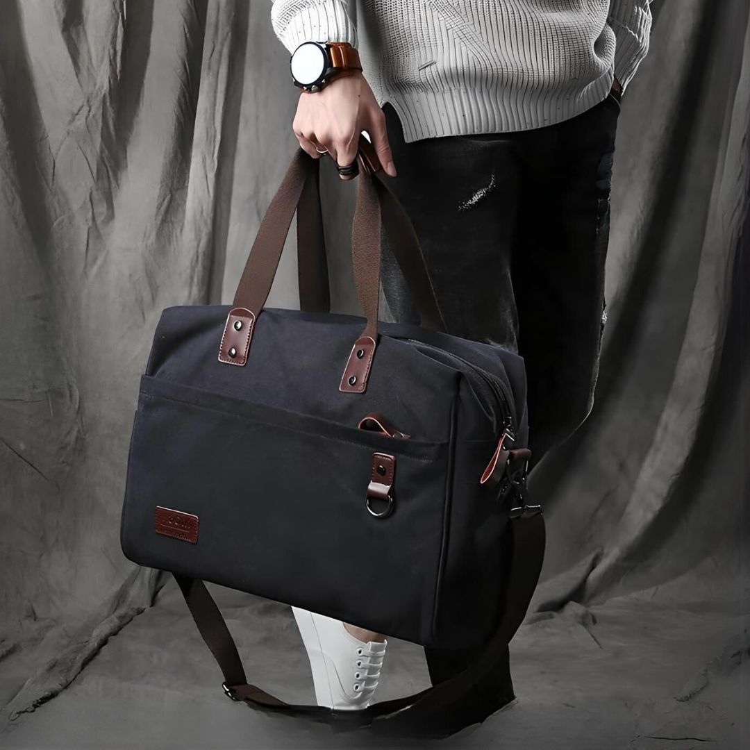 Men's Canvas Duffle Bag with Multiple Compartments and Adjustable Strap 5