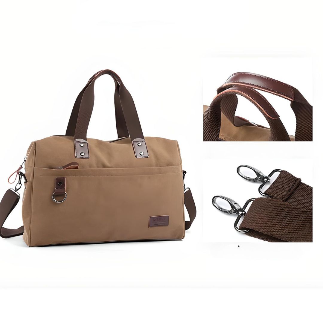 Men's Canvas Duffle Bag with Multiple Compartments and Adjustable Strap 7
