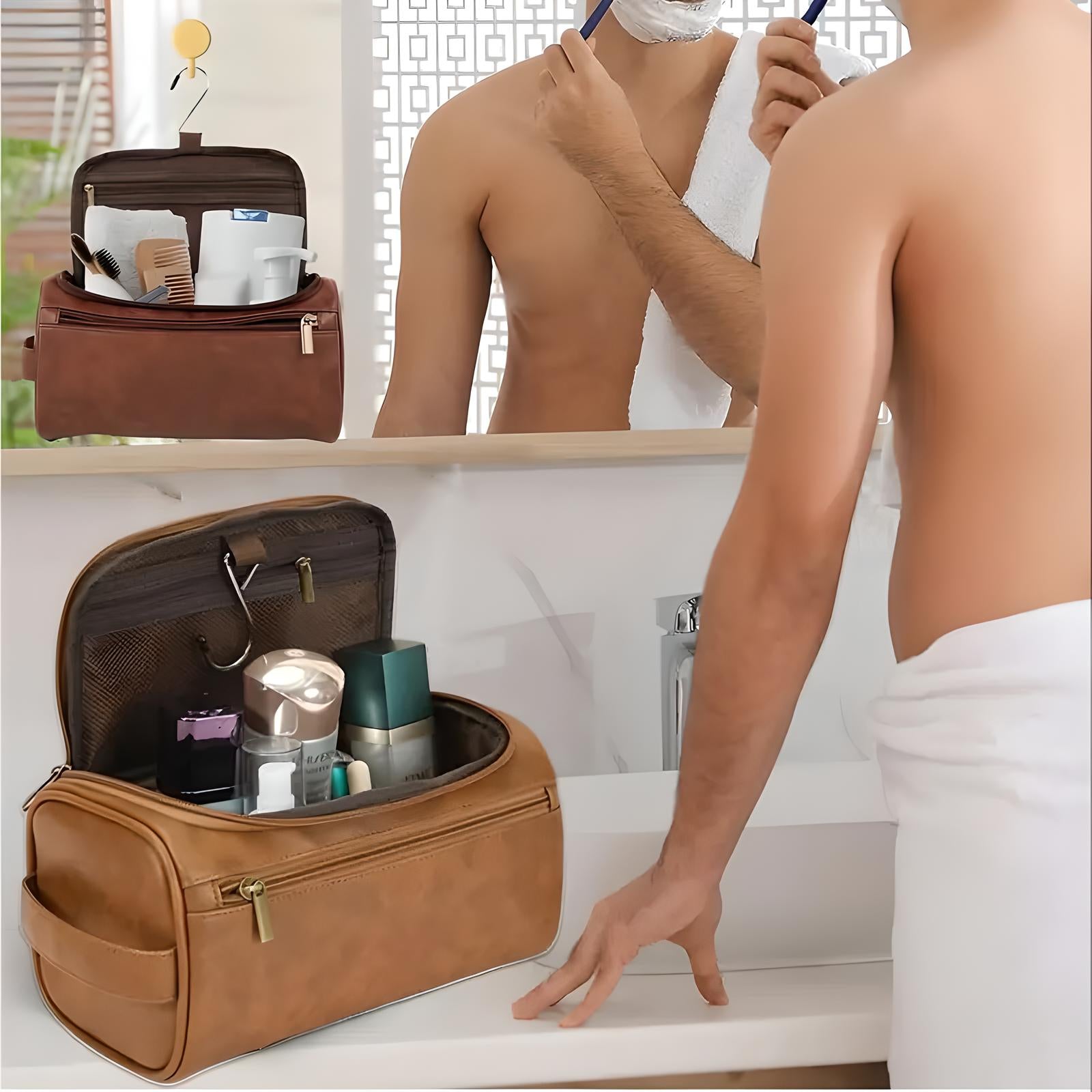 Men's Compact Travel Toiletry Bag with Water-Resistant Exterior 4