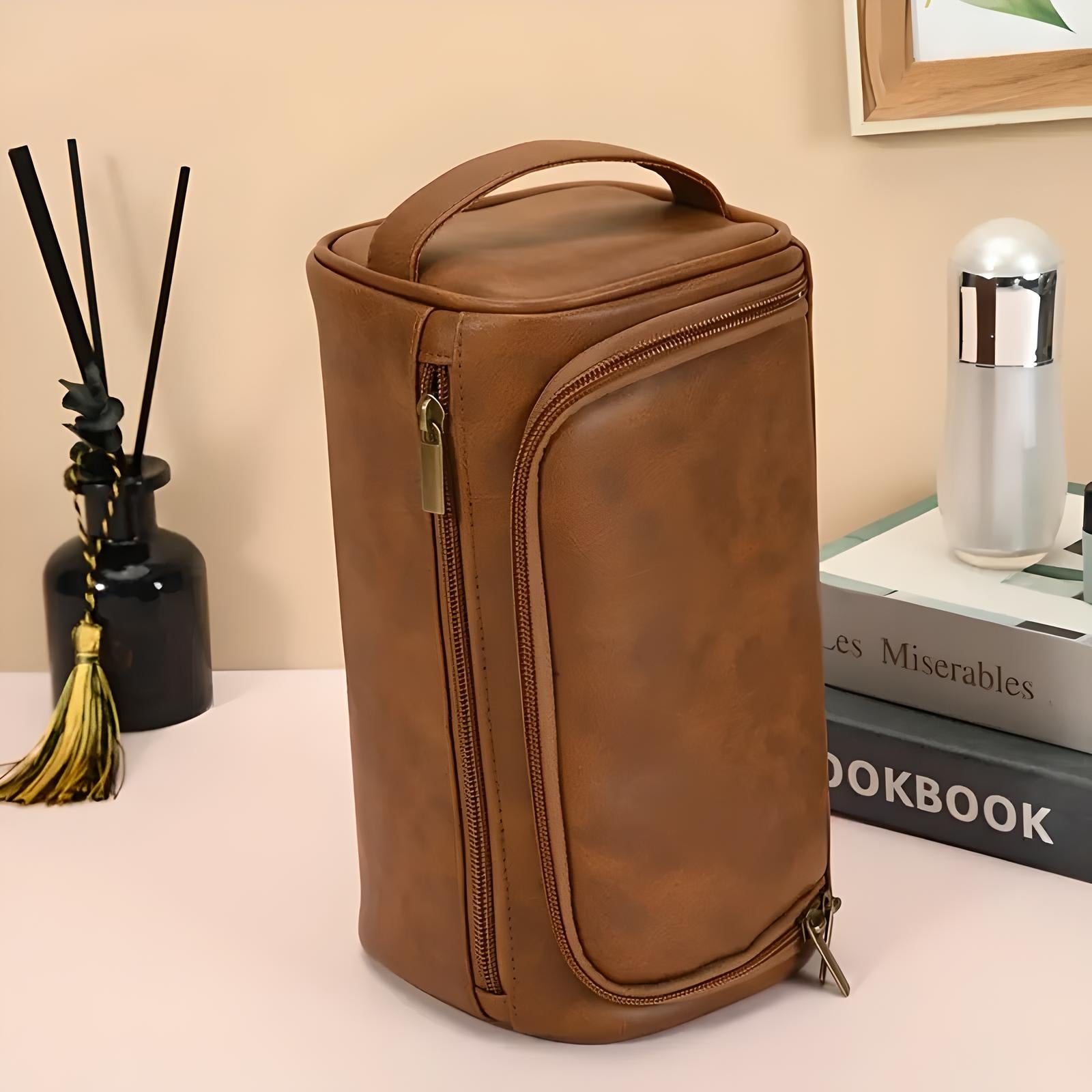 Men's Compact Travel Toiletry Bag with Water-Resistant Exterior 8