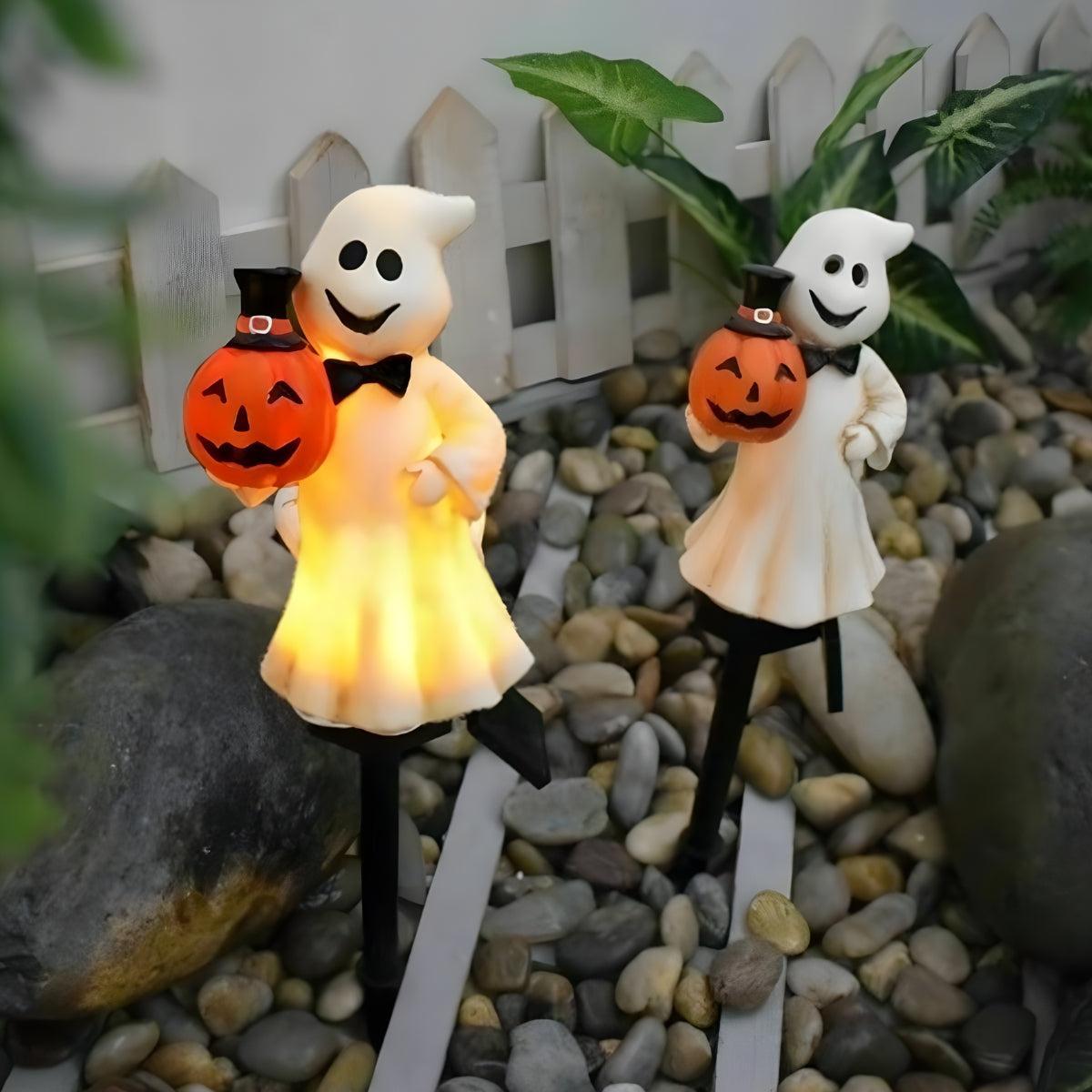 Outdoor Halloween Pumpkin Solar Pathway Light Garden Stake Ghost with Pumpkin color
