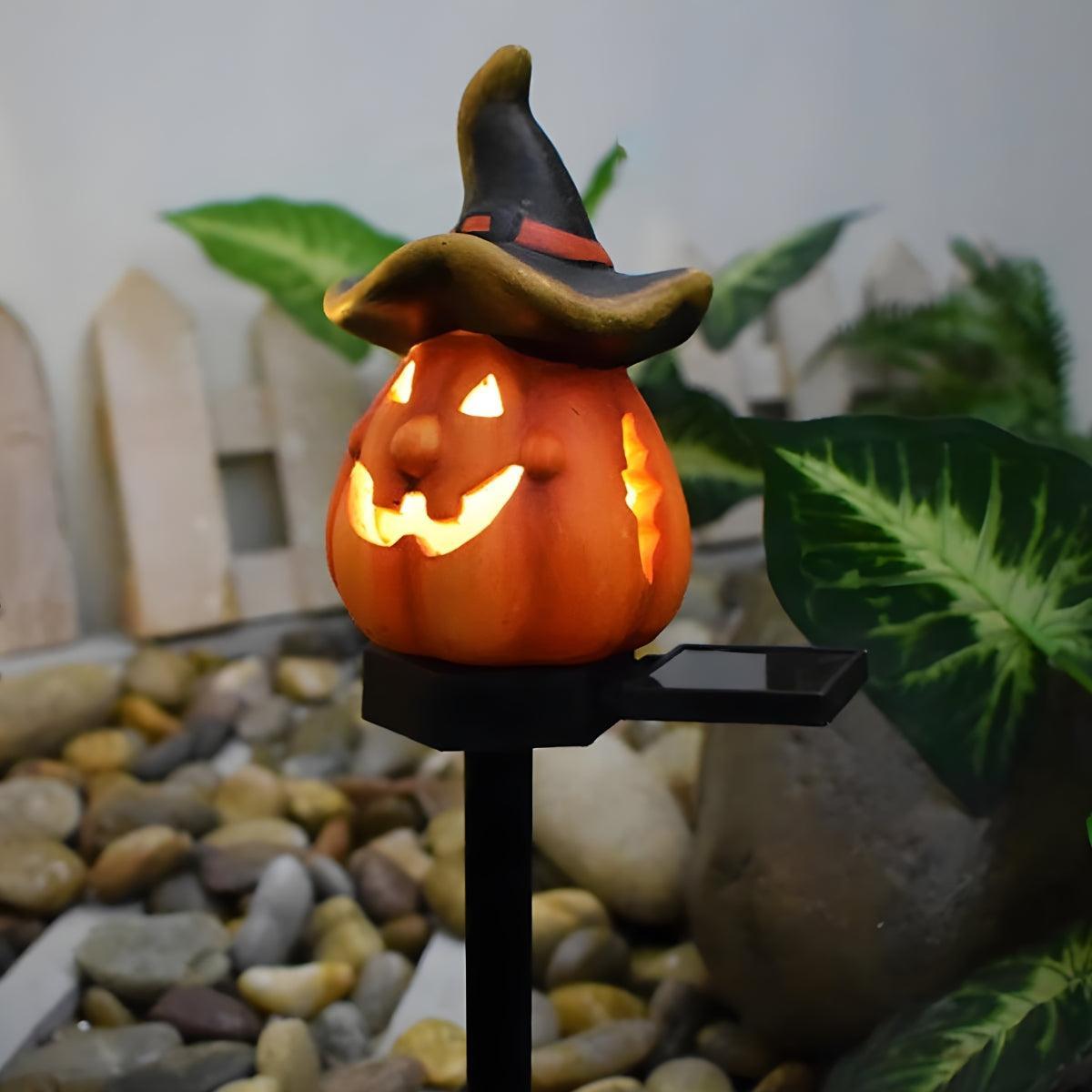 Outdoor Halloween Pumpkin Solar Pathway Light Garden Stake lifestyle scene