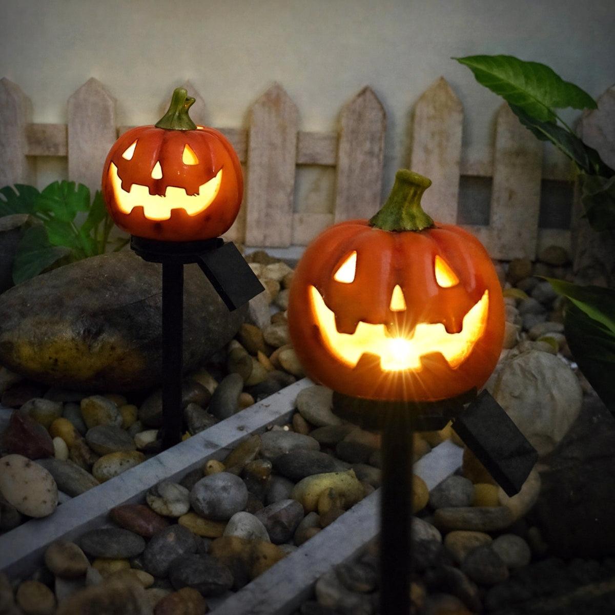 Outdoor Halloween Pumpkin Solar Pathway Light Garden Stake Large Pumpkin color