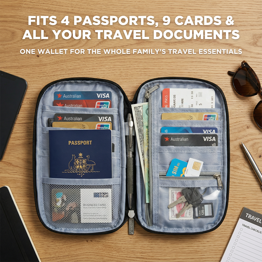 Passport Wallet – RFID Blocking & Water-Resistant – Holds 4+ Passports and Travel Essentials 1