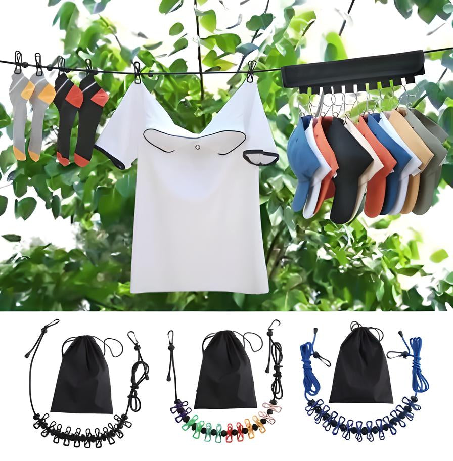 Portable Clothesline – Compact & Adjustable – Ideal for Travel with 12 Clothespins 4