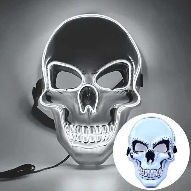 LED Skull Mask Light Up Halloween Face Mask White color