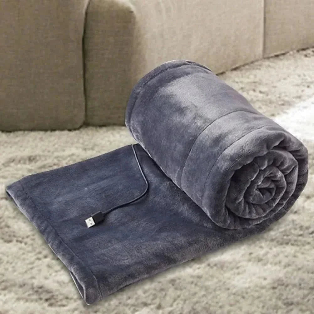 Electric Heated Blanket USB Soft Flannel Throw Grey color