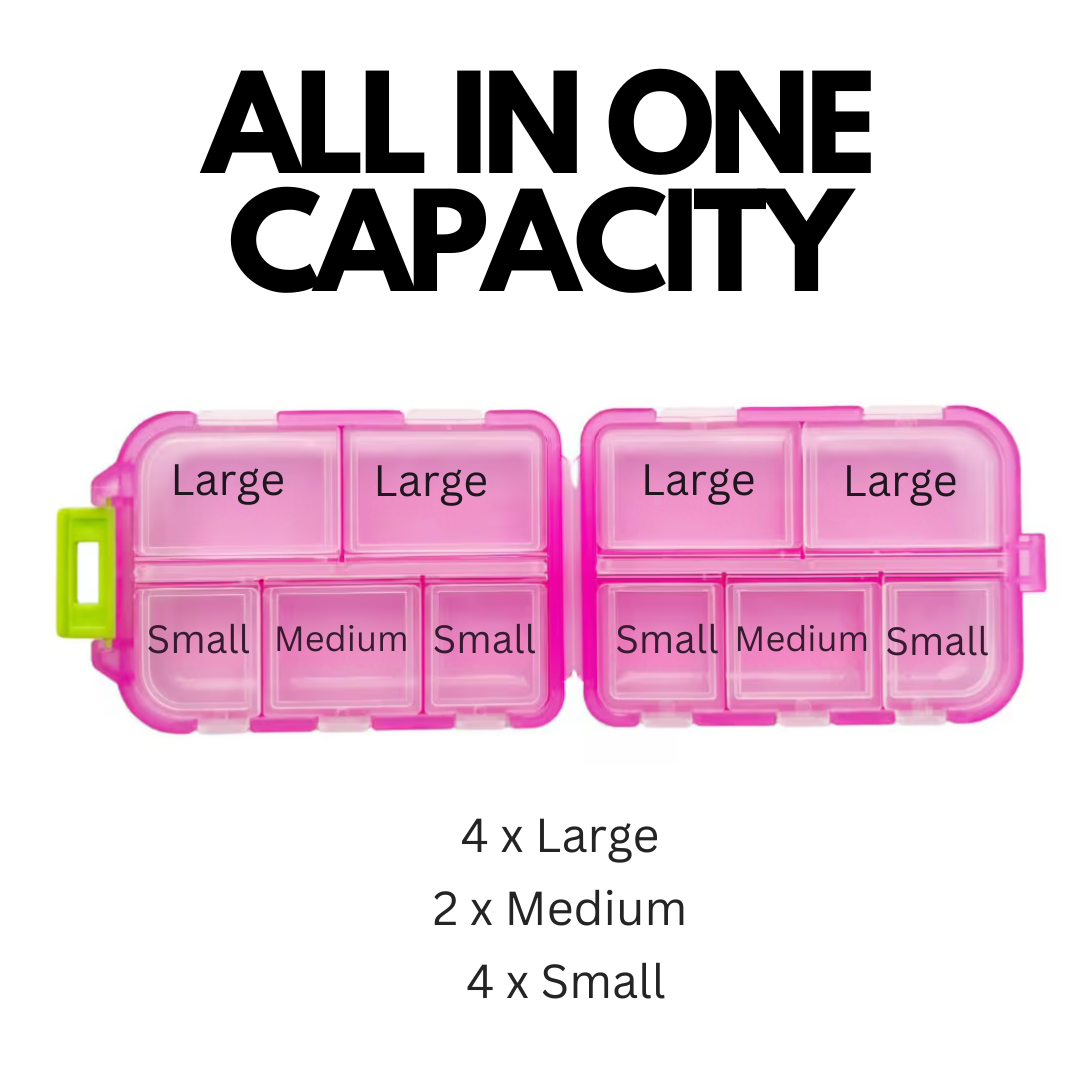 Unisex 10-Compartment Medicine Organizer with Labeled Pockets 13
