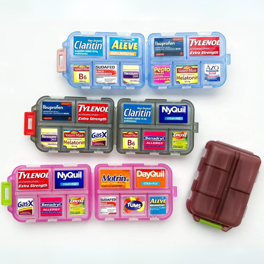 Unisex 10-Compartment Medicine Organizer with Labeled Pockets 4