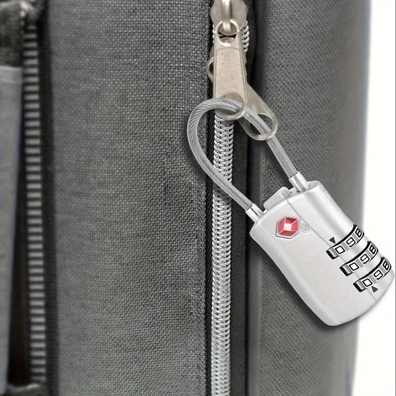 Unisex 3-Digit TSA Combination Luggage Lock Set - 2 Pack with Steel Cable 7