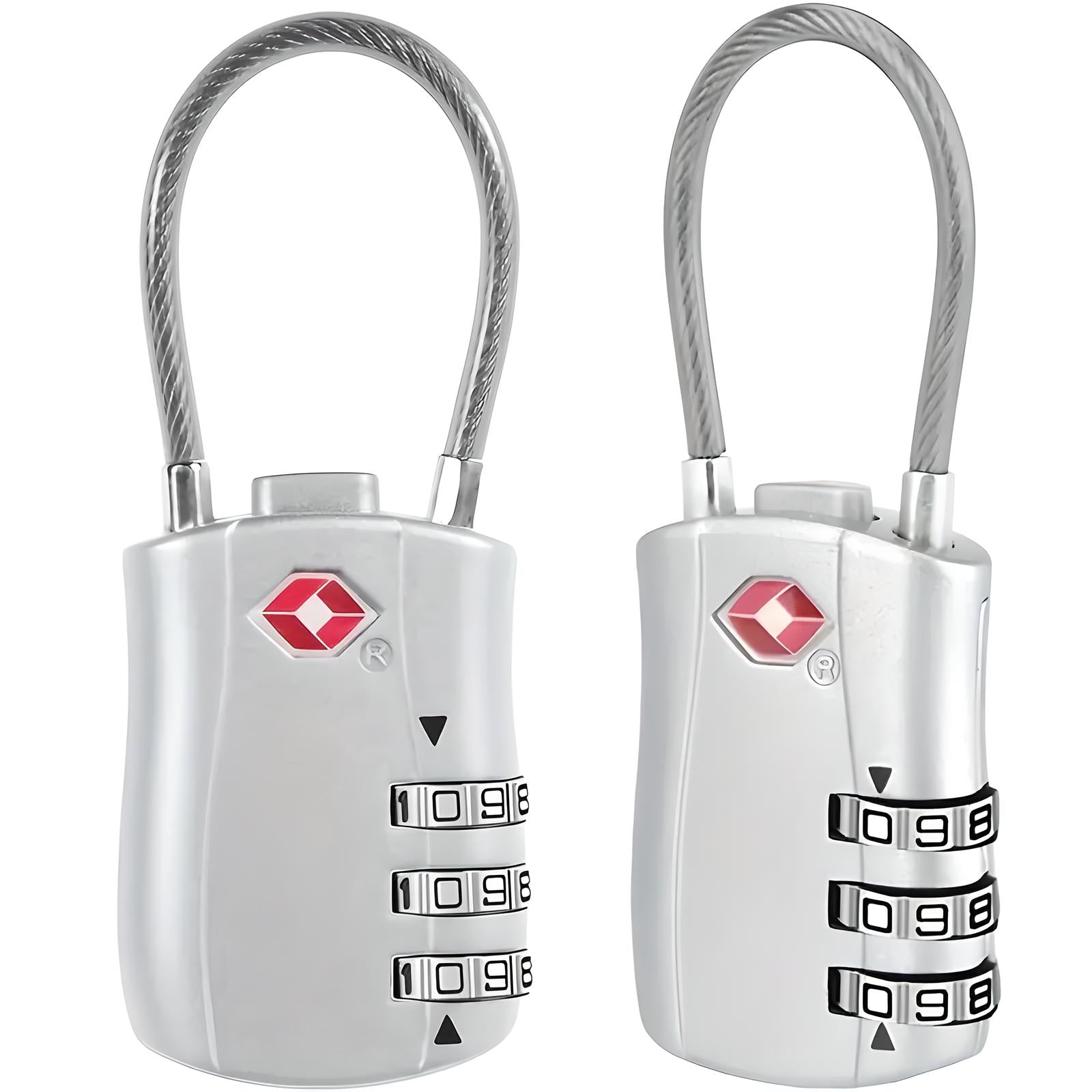 Unisex 3-Digit TSA Combination Luggage Lock Set - 2 Pack with Steel Cable 9