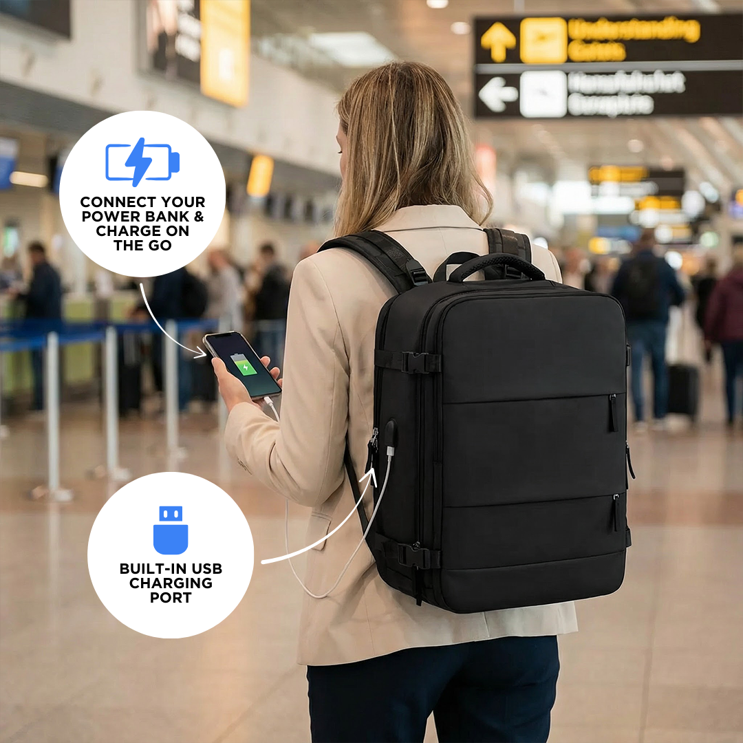 Unisex 35L Expandable Travel Backpack with Laptop Compartment and Multiple Pockets 7