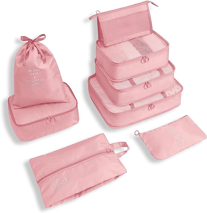 Unisex 8-Piece Packing Cube Set with Water-Resistant Exterior and Mesh Panels 15