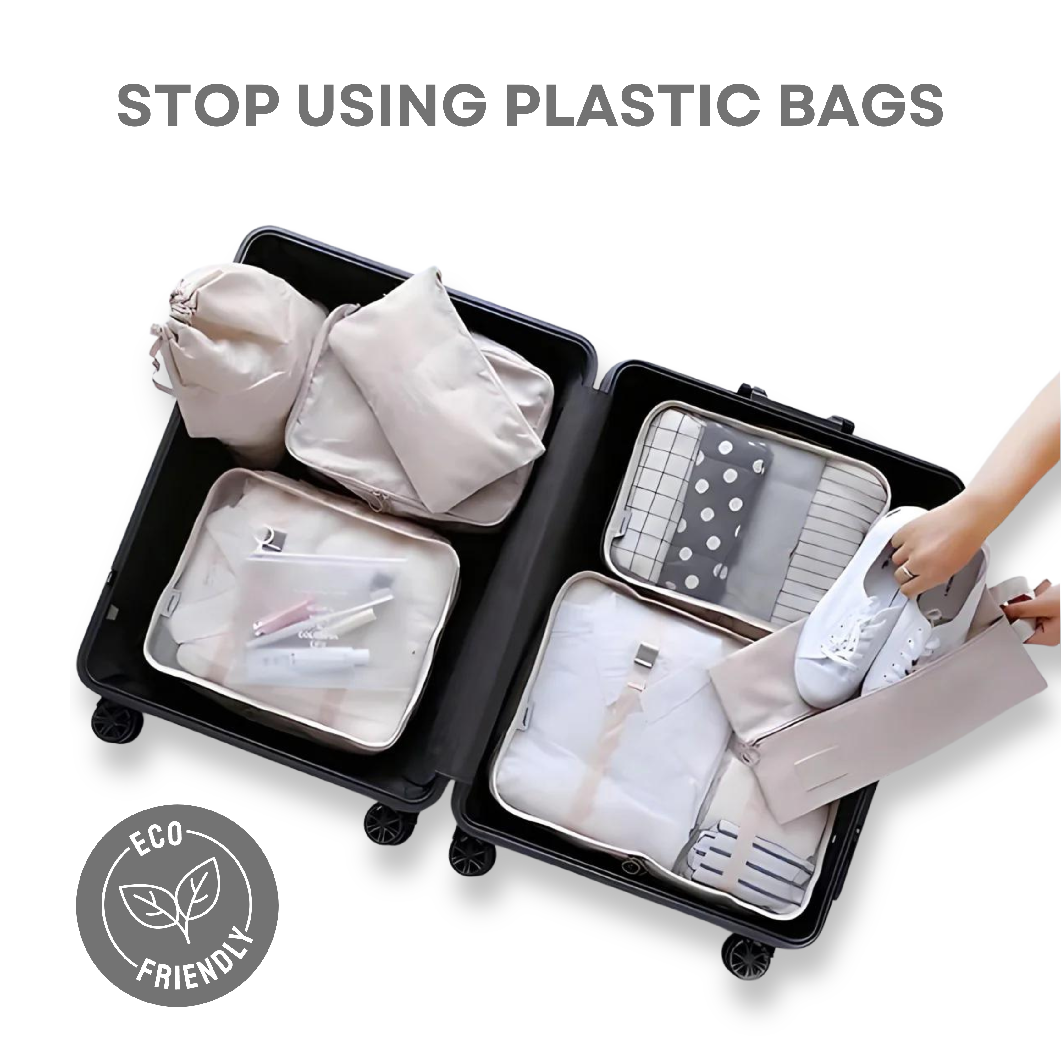 Unisex 8-Piece Packing Cube Set with Water-Resistant Exterior and Mesh Panels 6
