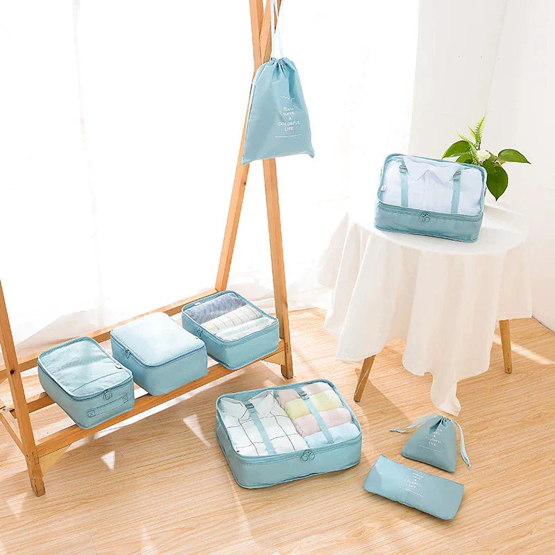 Unisex 8-Piece Packing Cube Set with Water-Resistant Exterior and Mesh Panels 7