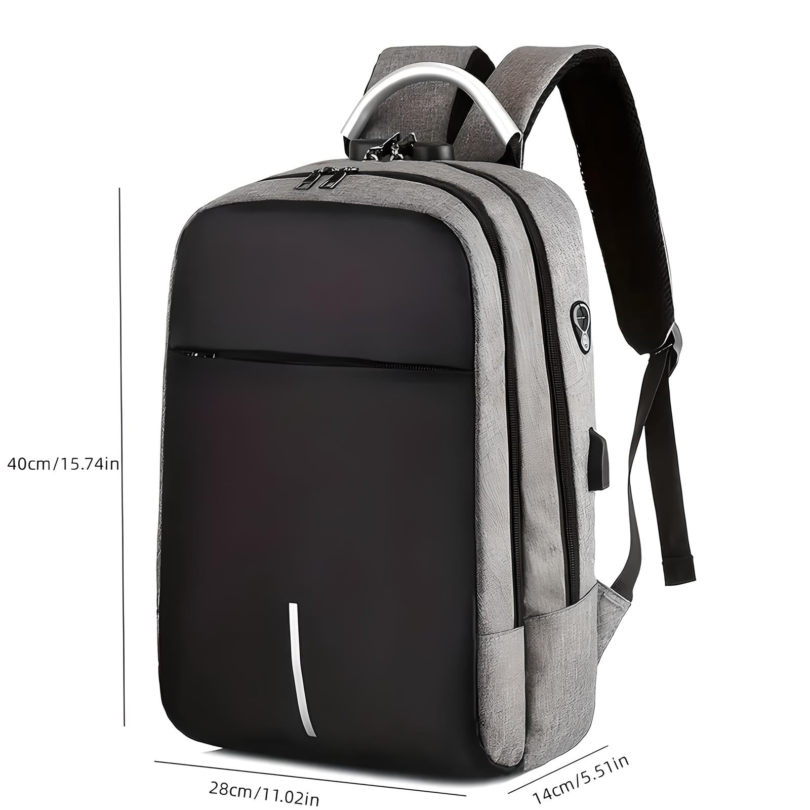 Unisex Anti-Theft Backpack with USB Port and Combination Lock 14