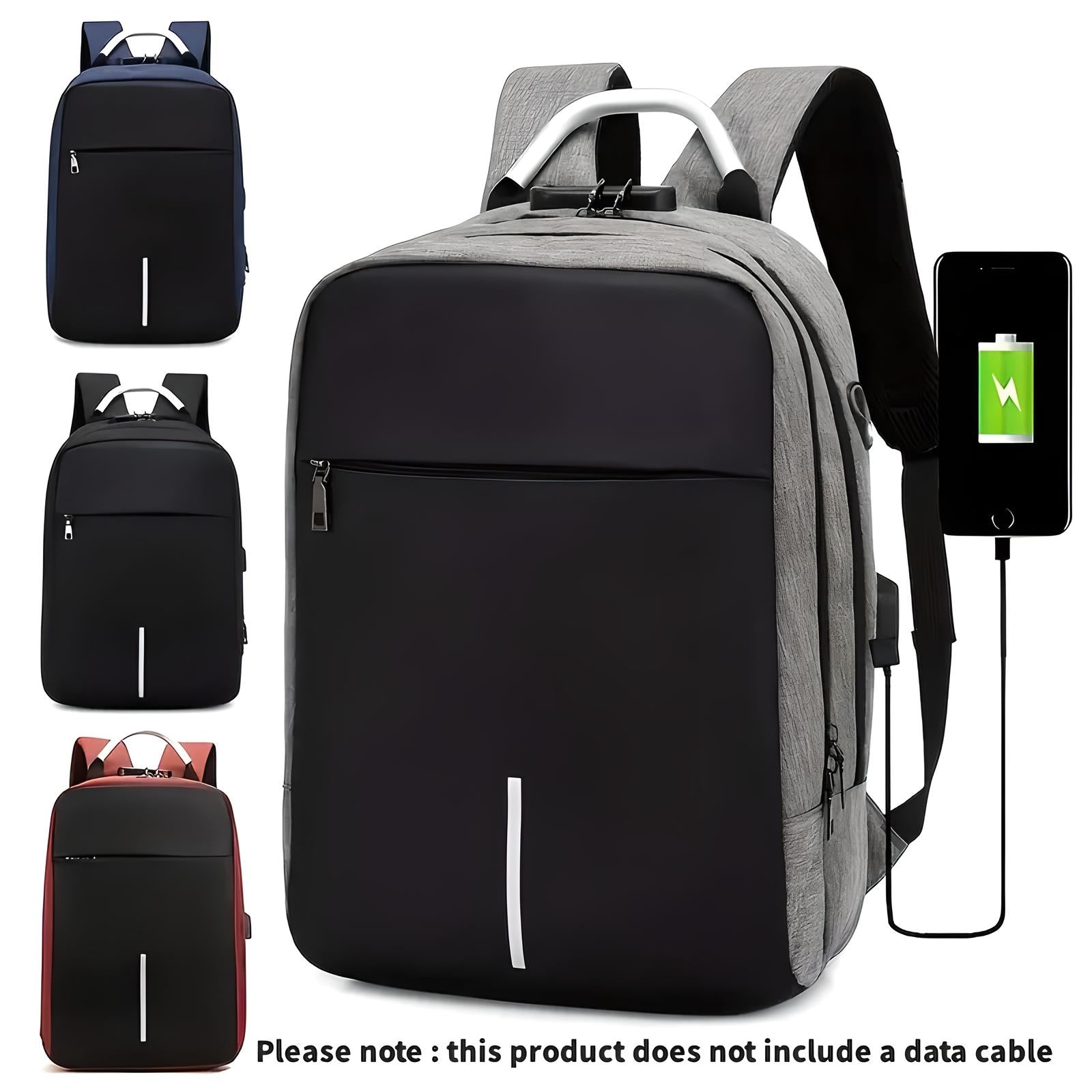 Unisex Anti-Theft Backpack with USB Port and Combination Lock 8