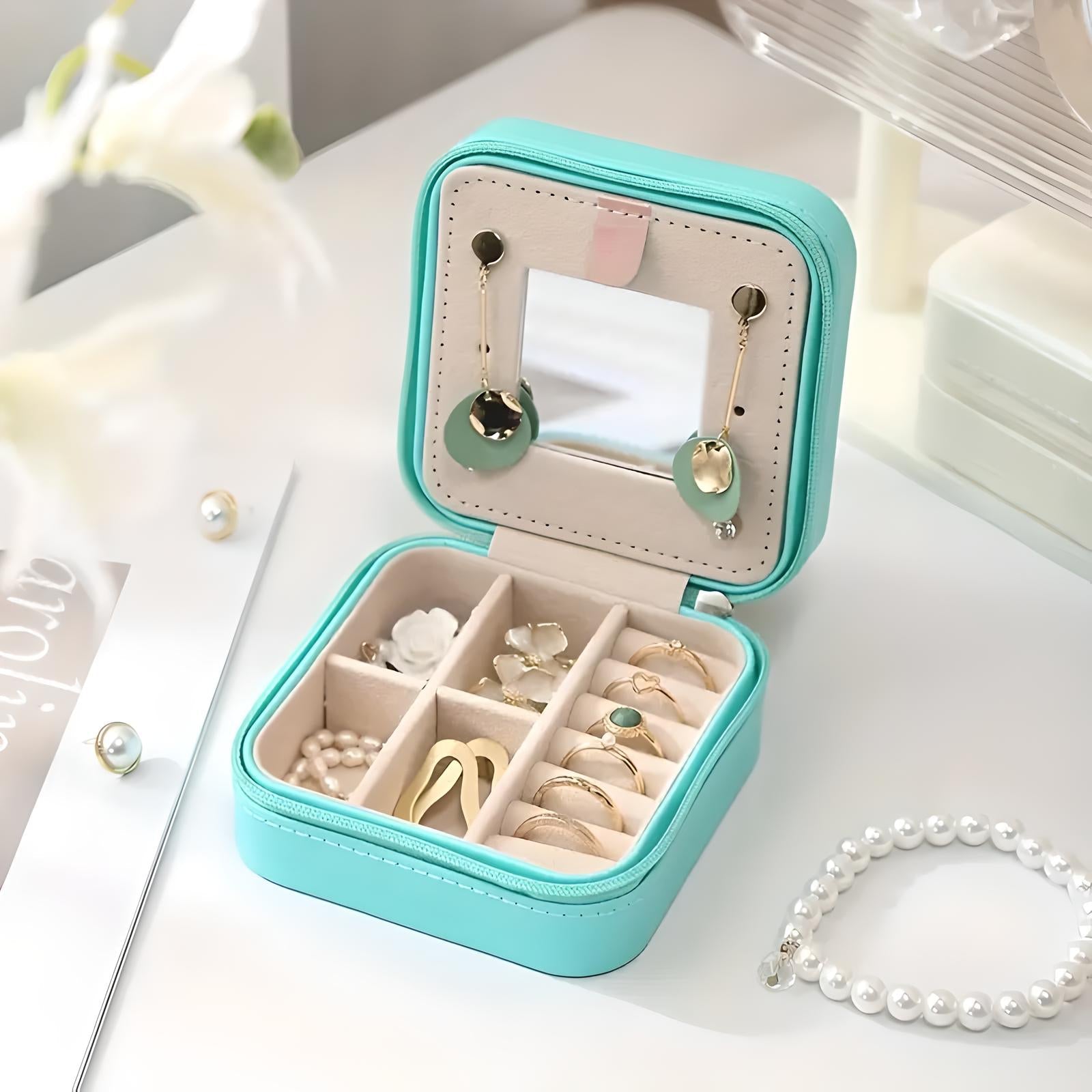 Unisex Compact Travel Jewelry Organizer Box with Padded Compartments 5