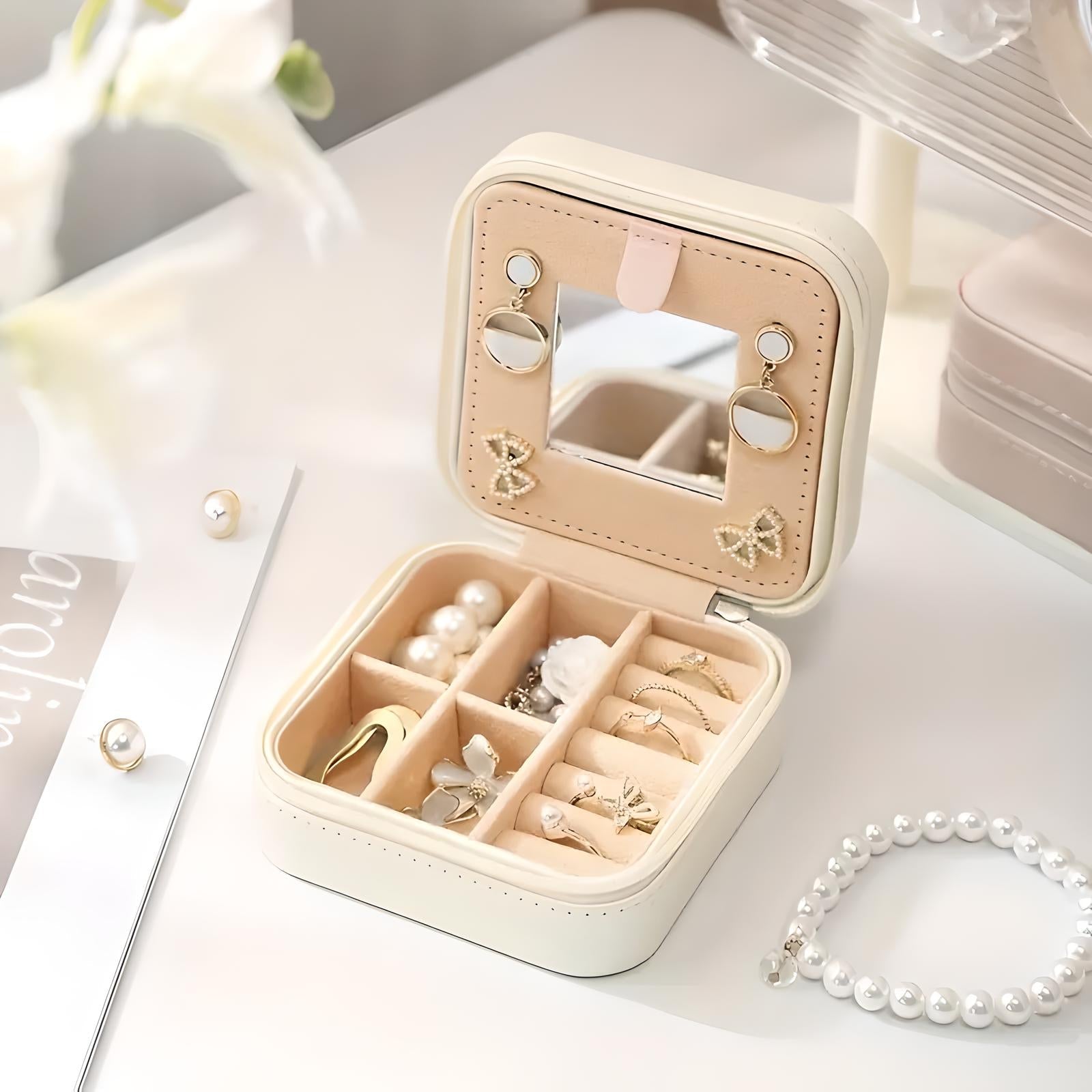 Unisex Compact Travel Jewelry Organizer Box with Padded Compartments 7