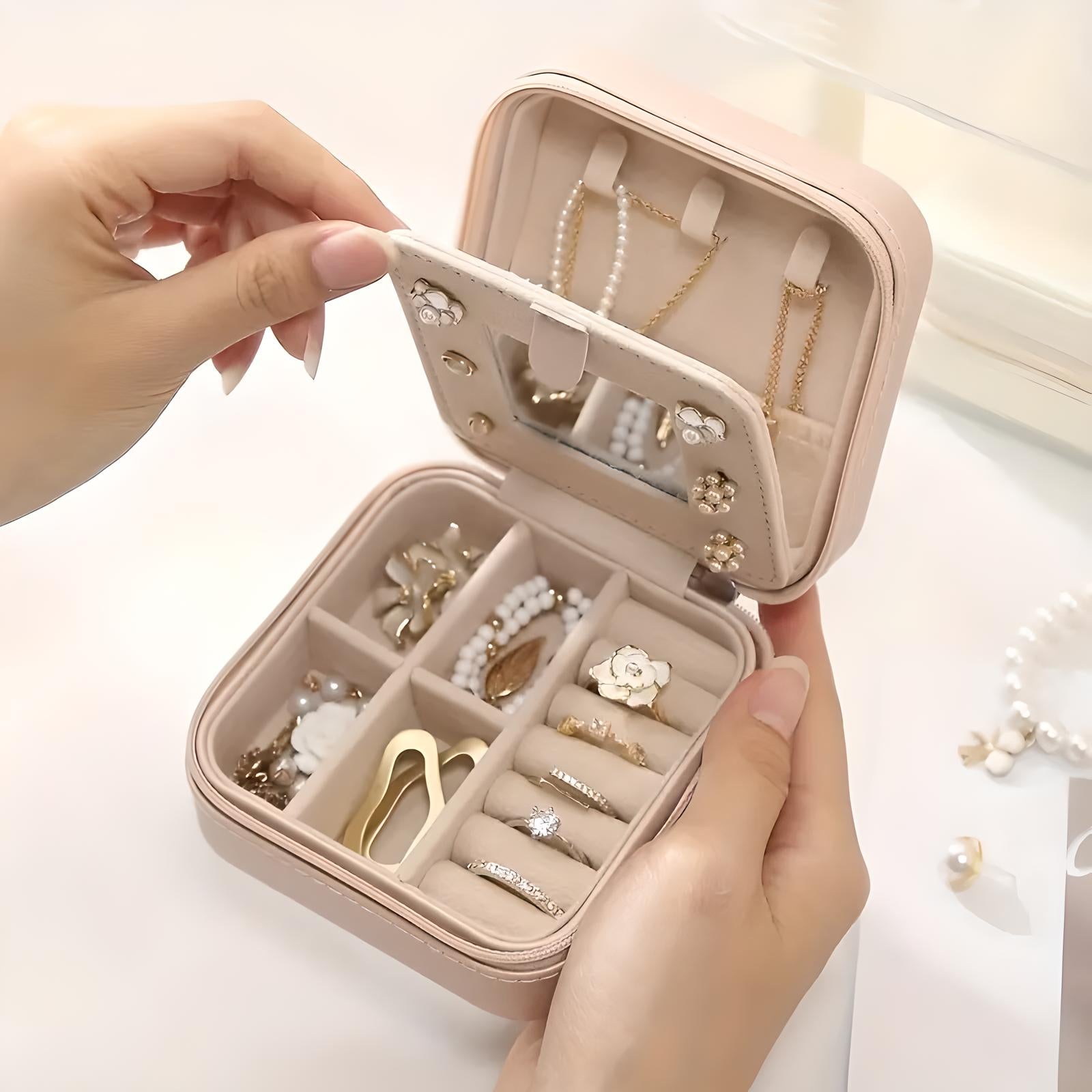 Unisex Compact Travel Jewelry Organizer Box with Padded Compartments 8