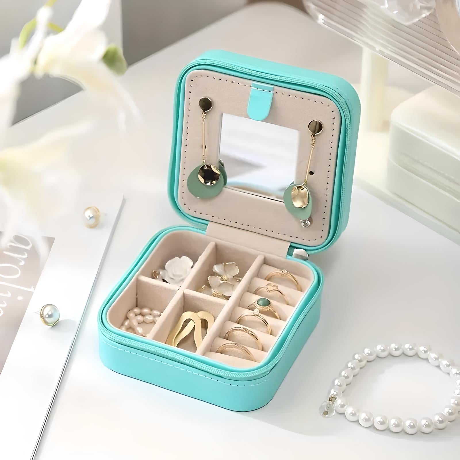 Unisex Compact Travel Jewelry Organizer Box with Padded Compartments 9